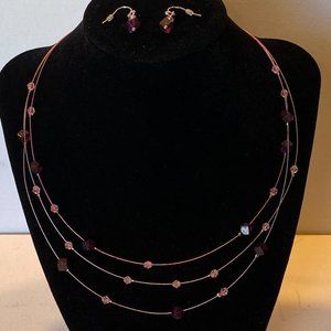 Fashion Jewelry Shades of Purple Necklace and Earrings Set